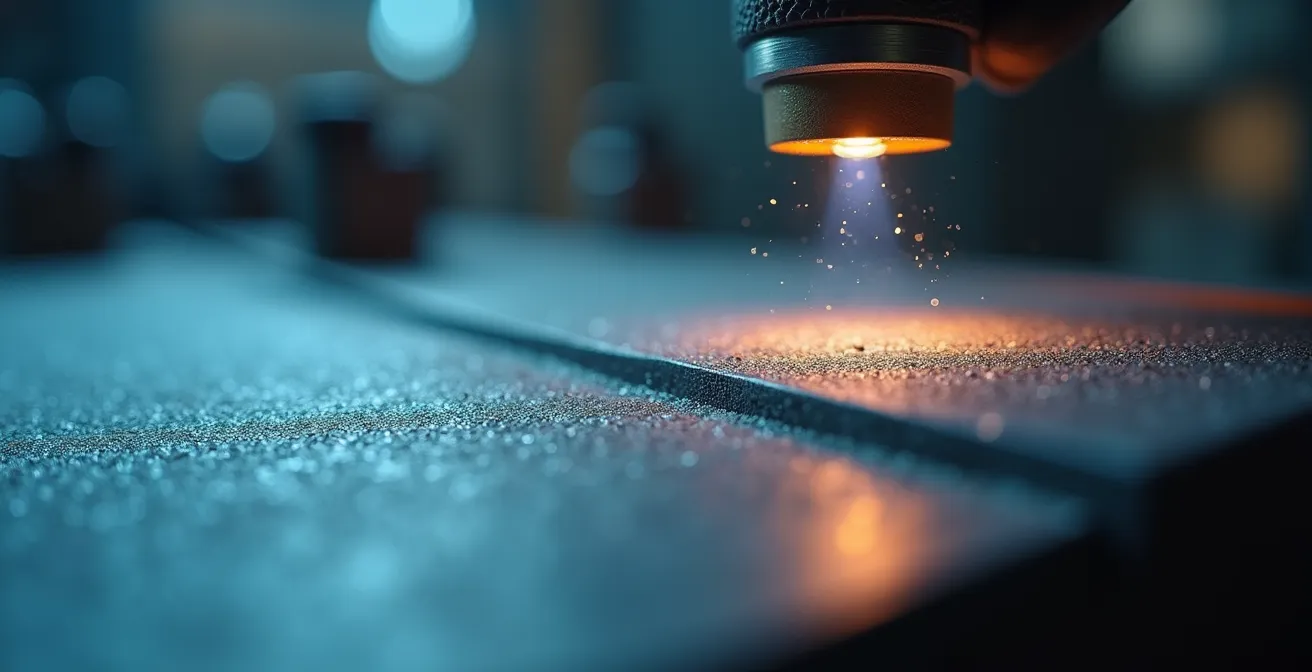 Primer plano de superficie de aluminio tratado mostrando textura y acabado resistente a corrosión